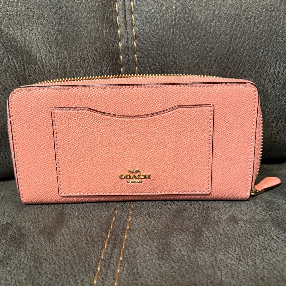 Coach Coral Pink Zip Wallet